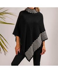 Black - And Ivory Double Layer Cashmere Poncho - Lyst