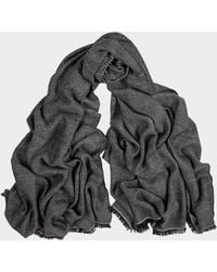 Black - Silver Grey And Navy Check Pashmina Cashmere Shawl - Lyst
