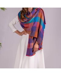 Black Accessories - Multicolour Check Pashmina Cashmere Shawl - Lyst