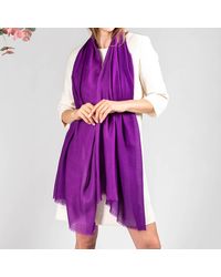 Black - Vibrant Violets Shaded Cashmere And Silk Wrap - Lyst