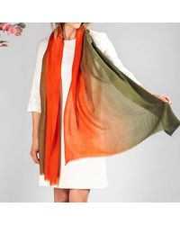 Black - Burnt Orange To Olive Shaded Cashmere And Silk Wrap - Lyst
