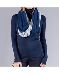Black - Navy And Silver Grey Double Sided Long Cashmere Snood - Lyst