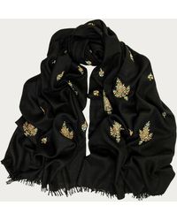 Black - Hand Embroidered Pashmina Cashmere Shawl - Floral Paisley - Lyst
