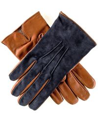 Black - Men's Navy Suede And Tan Leather Gloves-cashmere Lined - Lyst