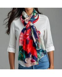 Black Accessories - The Liberty Print Floral Quartet- Dancing Poppies Cashmere And Silk Wrap - Lyst