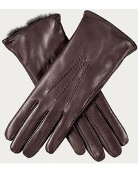 Black Accessories - Ladies Dark Rabbit Fur Lined Leather Gloves - Lyst