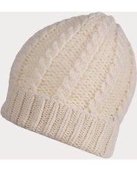 Black Accessories - Cream Plaited Italian Cashmere Beanie - Lyst