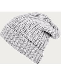 Black - Ribbed Cloud Grey Cashmere Slouch Beanie Hat - Lyst