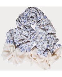 Black - Hand Embroidered Pashmina Cashmere Shawl - Blue Floral - Lyst