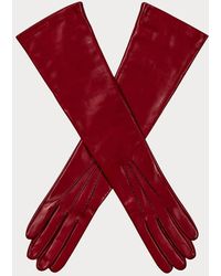 Black - Long Red Silk Lined Leather Gloves - Lyst