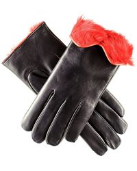 Agnelle Aliette Rabbit Fur-lined Leather Gloves in Black - Lyst