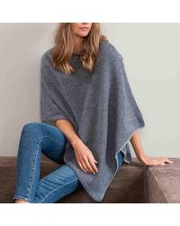 Womens Clothing Jumpers and knitwear Ponchos and poncho dresses Black Hand Woven Chunky Herringbone Cashmere Poncho 