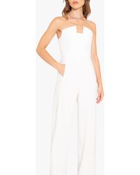 Black Halo - Lena Strapless Mixed Media Jumpsuit - Lyst