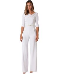 Black Halo 3/4 Sleeve Jackie Jumpsuit - White