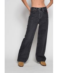 Agolde Low Rise Baggy Paradox Black Jeans - Gray