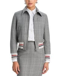 Thom Browne - Windowpane Teviot Tweed Down Filled Cropped Flight Jacket - Lyst