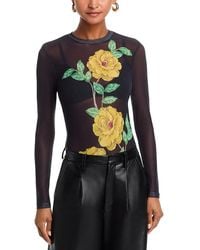 Aqua - Placed Floral Mesh Top - Lyst