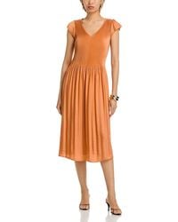 Tahari - Flutter Sleeve Midi Dress - Lyst