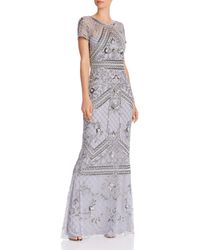 Adrianna Papell Beaded Mermaid Gown - Metallic