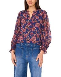 Vince Camuto - Split Neck Long Sleeve Blouse - Lyst