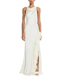 LAPOINTE - Satin Halter With Feathers Gown - Lyst