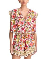 FARM Rio - Banana Flowers Tie Neck Top - Lyst