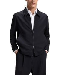BOSS - P-Carper Performance Wool Slim Fit Zip Blouson Jacket - Lyst