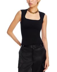 Aqua - Square Neck Sleeveless Top - Lyst