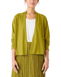 Eileen Fisher - Linen Cotton Jersey High Collar Cardigan - Lyst
