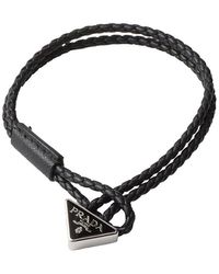 Prada - Braided Nappa Leather Bracelet - Lyst