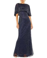 Mac Duggal - High Neck Column Gown With Embellished Cape - Lyst