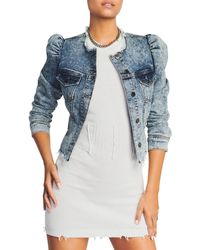 jean jacket puff shoulders