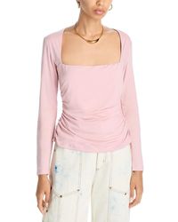 Aqua - Ruched Waist Square Neck Top - Lyst