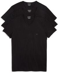 Emporio Armani - Pure Cotton V-Neck T-Shirts - Lyst