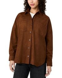 French Connection - Sonja Faux Suede Button Front Shirt - Lyst