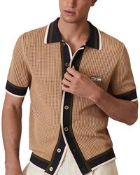 Reiss - Che Crusoe Crochet Contrast Trim Button Shirt - Lyst
