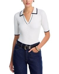 Tahari - Elbow Sleeve Polo Top - Lyst