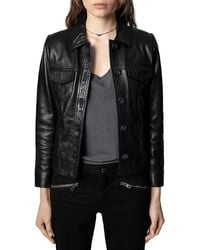 Zadig & Voltaire - Liam Leather Button-Up Jacket - Lyst