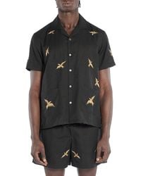 BAZISZT - Columbus Embroidered Button Front Camp Shirt - Lyst