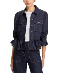 Cinq À Sept - Delanie Peplum Denim Jacket - Lyst
