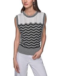 Karl Lagerfeld - Geometric Pointelle Knit Sleeveless Sweater - Lyst
