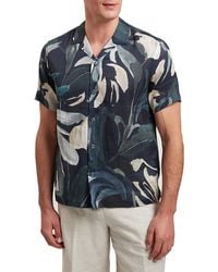 Ted Baker - Rognski Tropical Floral Linen Short Sleeve Relaxed Fit Button Down Shirt - Lyst