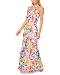 Adrianna Papell - Printed Satin Halter Neck Gown - Lyst
