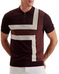 Ted Baker - Color Block Short Sleeve Zipper Polo Sweater - Lyst