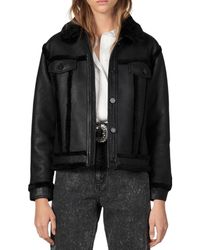 Sandro Avi Shearling Coat - Black