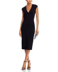 Aqua - V Neck Ponte Short Sleeved Midi Dress - Lyst