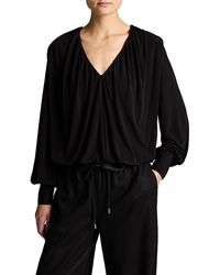 Vince - Long Sleeve V Neck Bubble Top - Lyst