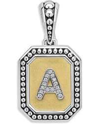 Lagos - Signature Caviar Sterling & 18K Octagon Diamond A Initial Charm, 0.05 Tcw - Lyst