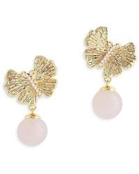 Anabel Aram - Butterfly Rose Quartz Drop Earrings - Lyst
