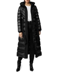 Mackage Long Quilted Tie-waist A-line Down Coat - Black